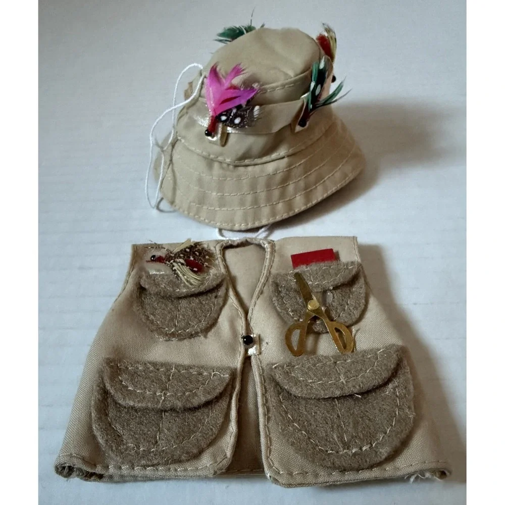 Fly Fishing Vest &‎ Hat - Christmas Ornaments - Lot of 2